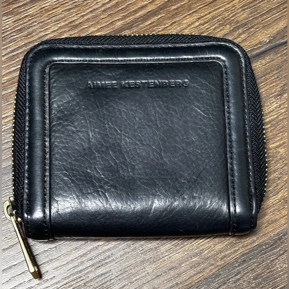 Aimee Kestenberg Black Leather zippy wallet card holder